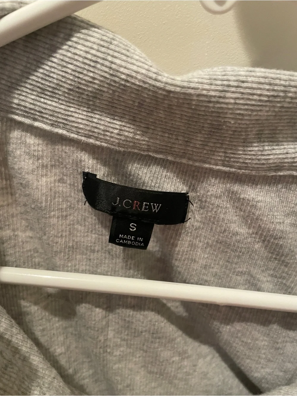 J. Crew Light Gray Ribbed Long-Sleeve Polo Top